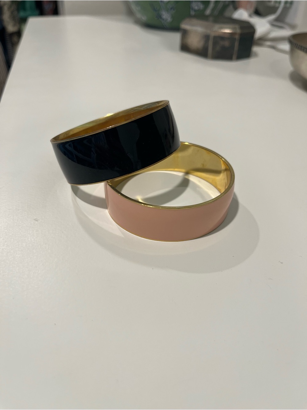 J. Crew Gold-Tone Black and Blush Bracelet Duo